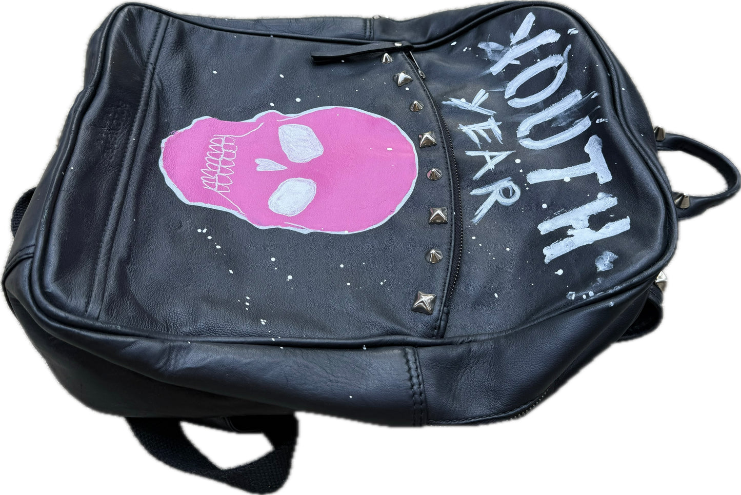Leather Backpack Pink Skull