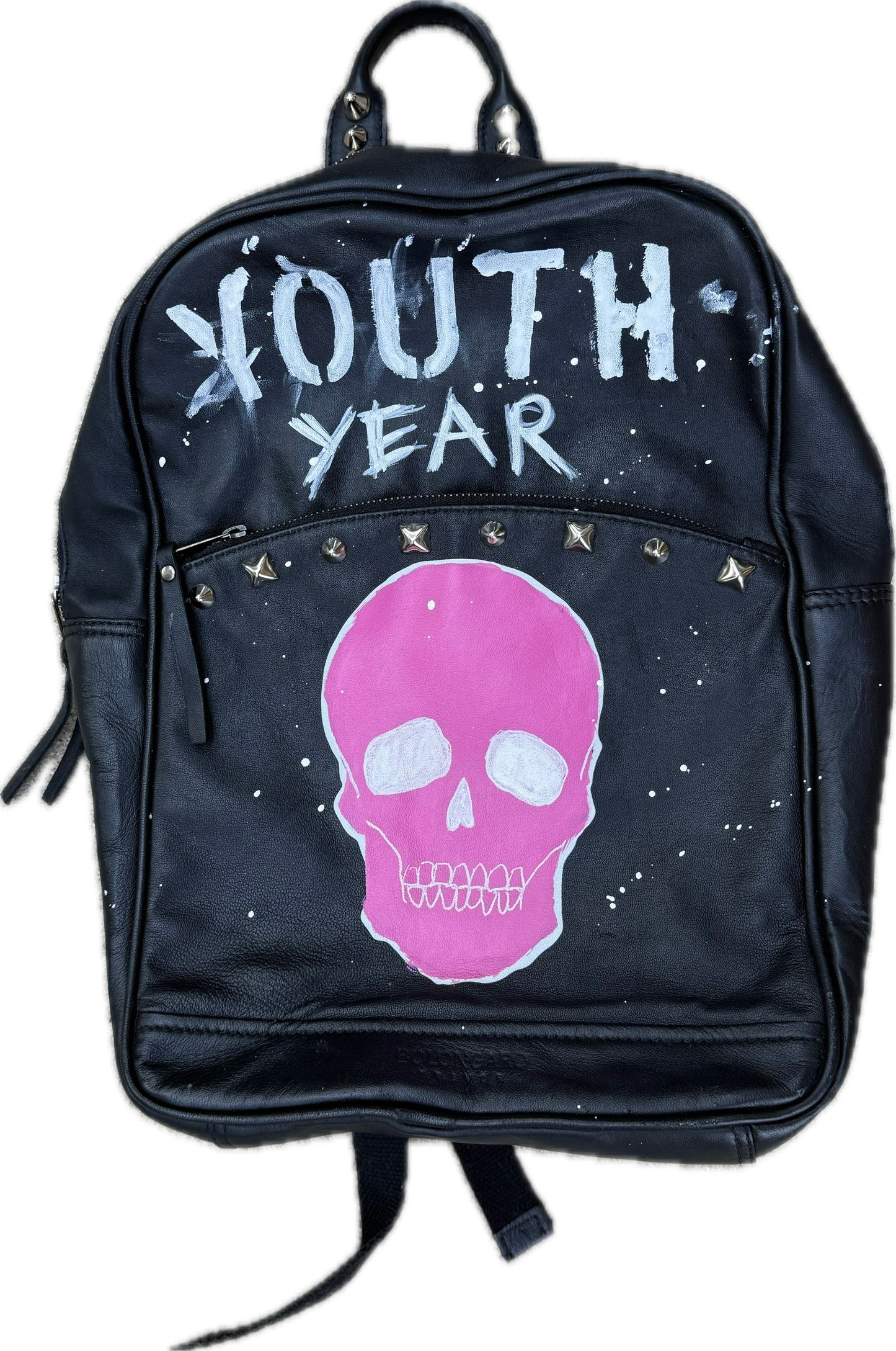 Leather Backpack Pink Skull